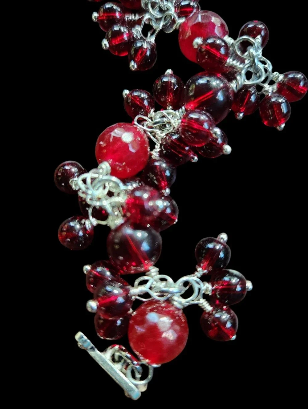 BOHO style Red Ruby And Silver Cha Cha Bracelet - Picture 3 of 3